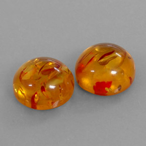 3.18 ct Orange Amber Stone, Natural Amber in Round Cabochon Shape for Sale