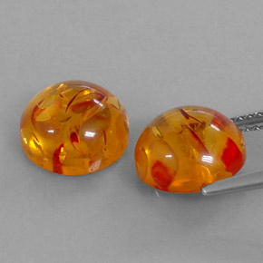 Amber Gemstone in 9.4 mm Size for Sale, Amber Stone in Yellow Orange Color