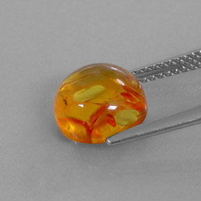 Amber Gemstone in 9.4 mm Size for Sale, Amber Stone in Yellow Orange Color
