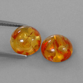 3.05 ct Orange Amber Gemstone, Amber Gem in Round Cabochon Shape for Sale.