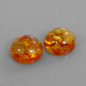 3.05 ct Orange Amber Stone, Natural Amber in Round Cabochon Shape for Sale