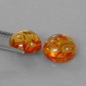 Amber Gemstone in 9.5 mm Size for Sale, Amber Stone in Yellow Orange Color