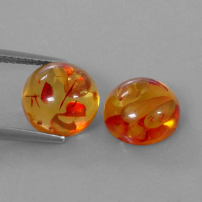 3.33 ct Orange Amber Stone, Natural Amber in Round Cabochon Shape for Sale