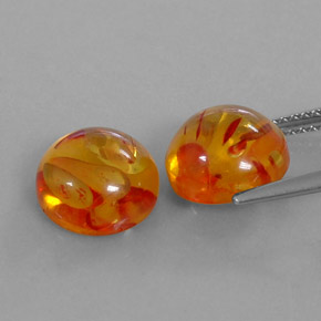 Amber Gemstone in 9.6 mm Size for Sale, Amber Stone in Yellow Orange Color
