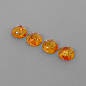6.00 ct Orange Amber Stone, Natural Amber in Round Cabochon Shape for Sale