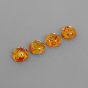 Amber Gemstone in 9.5 mm Size for Sale, Amber Stone in Yellow Orange Color