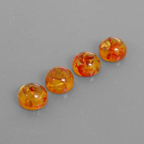 Amber Gemstone in 9.5 mm Size for Sale, Amber Stone in Yellow Orange Color