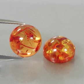 3.52 ct Orange Amber Gemstone, Amber Gem in Round Cabochon Shape for Sale.