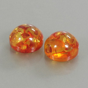 3.52 ct Orange Amber Stone, Natural Amber in Round Cabochon Shape for Sale