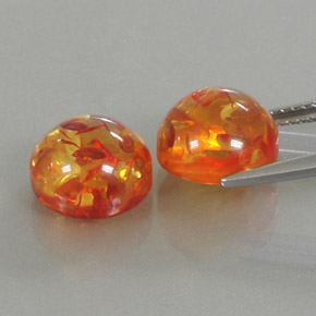 Amber Gemstone in 9.4 mm Size for Sale, Amber Stone in Yellow Orange Color