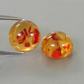 3.20 ct Orange Amber Gemstone, Amber Gem in Round Cabochon Shape for Sale.