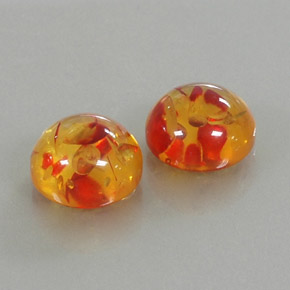 3.20 ct Orange Amber Stone, Natural Amber in Round Cabochon Shape for Sale