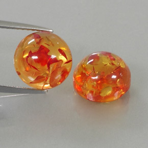 3.79 ct Orange Amber Gemstone, Amber Gem in Round Cabochon Shape for Sale.