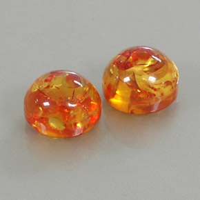 3.79 ct Orange Amber Stone, Natural Amber in Round Cabochon Shape for Sale