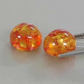 Amber Gemstone in 9.5 mm Size for Sale, Amber Stone in Yellow Orange Color
