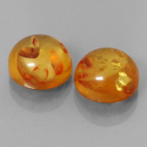 3.27 ct Orange Amber Stone, Natural Amber in Round Cabochon Shape for Sale