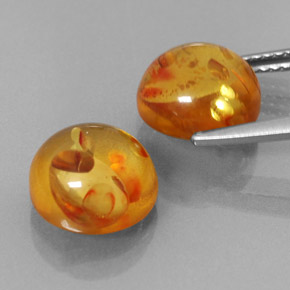Amber Gemstone in 9.5 mm Size for Sale, Amber Stone in Yellow Orange Color