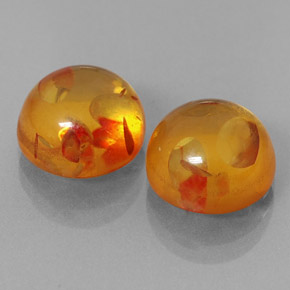 3.67 ct Orange Amber Stone, Natural Amber in Round Cabochon Shape for Sale
