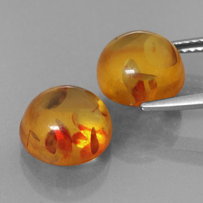 Amber Gemstone in 9.6 mm Size for Sale, Amber Stone in Yellow Orange Color