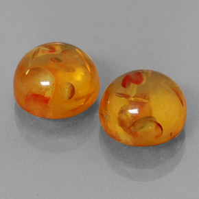 3.57 ct Orange Amber Stone, Natural Amber in Round Cabochon Shape for Sale