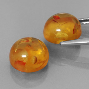Amber Gemstone in 9.5 mm Size for Sale, Amber Stone in Yellow Orange Color