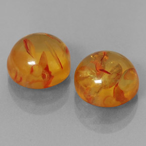 3.59 ct Orange Amber Stone, Natural Amber in Round Cabochon Shape for Sale