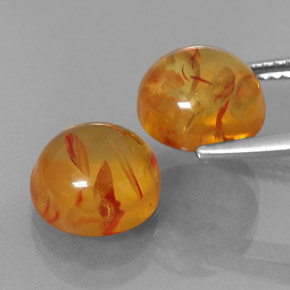Amber Gemstone in 9.5 mm Size for Sale, Amber Stone in Yellow Orange Color
