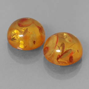 3.27 ct Orange Amber Stone, Natural Amber in Round Cabochon Shape for Sale