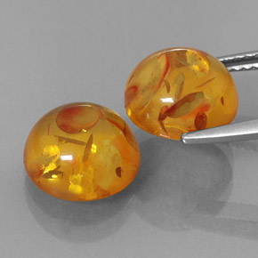 Amber Gemstone in 10 mm (calibrated) Size for Sale, Amber Stone in Yellow Orange Color