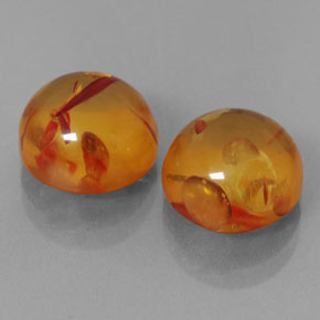 3.61 ct Orange Amber Stone, Natural Amber in Round Cabochon Shape for Sale