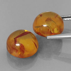 Amber Gemstone in 9.5 mm Size for Sale, Amber Stone in Yellow Orange Color