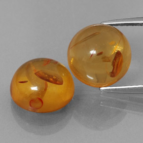 3.30 ct Orange Amber Gemstone, Amber Gem in Round Cabochon Shape for Sale.