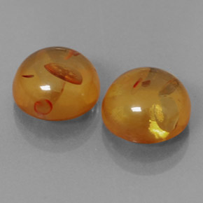 3.30 ct Orange Amber Stone, Natural Amber in Round Cabochon Shape for Sale