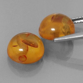 Amber Gemstone in 9.5 mm Size for Sale, Amber Stone in Yellow Orange Color