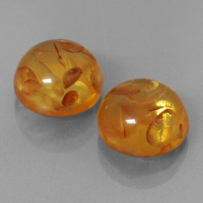 3.49 ct Orange Amber Stone, Natural Amber in Round Cabochon Shape for Sale