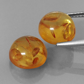 Amber Gemstone in 10 mm (calibrated) Size for Sale, Amber Stone in Yellow Orange Color