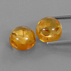 3.63 ct Orange Amber Gemstone, Amber Gem in Round Cabochon Shape for Sale.