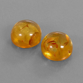 3.63 ct Orange Amber Stone, Natural Amber in Round Cabochon Shape for Sale