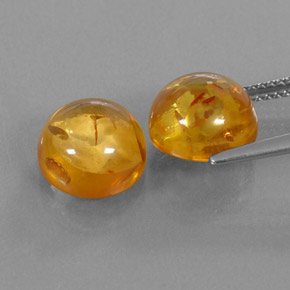 Amber Gemstone in 9.5 mm Size for Sale, Amber Stone in Yellow Orange Color