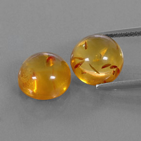 3.60 ct Orange Amber Gemstone, Amber Gem in Round Cabochon Shape for Sale.