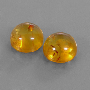 3.60 ct Orange Amber Stone, Natural Amber in Round Cabochon Shape for Sale