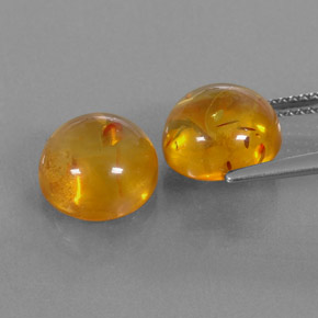 Amber Gemstone in 9.6 mm Size for Sale, Amber Stone in Yellow Orange Color