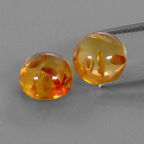 3.66 ct Orange Amber Gemstone, Amber Gem in Round Cabochon Shape for Sale.