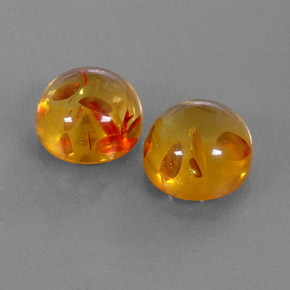 3.66 ct Orange Amber Stone, Natural Amber in Round Cabochon Shape for Sale
