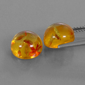 Amber Gemstone in 10 mm (calibrated) Size for Sale, Amber Stone in Yellow Orange Color