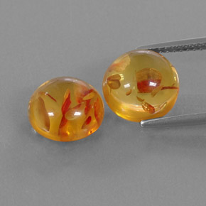 3.20 ct Orange Amber Gemstone, Amber Gem in Round Cabochon Shape for Sale.