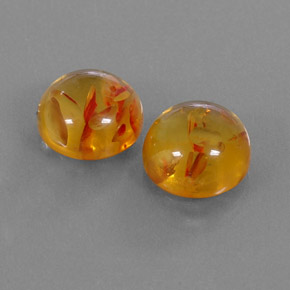 3.20 ct Orange Amber Stone, Natural Amber in Round Cabochon Shape for Sale