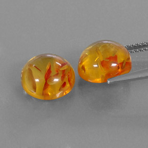 Amber Gemstone in 9.6 mm Size for Sale, Amber Stone in Yellow Orange Color
