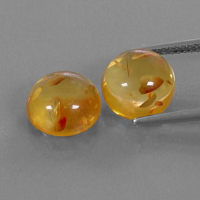 3.44 ct Orange Amber Gemstone, Amber Gem in Round Cabochon Shape for Sale.