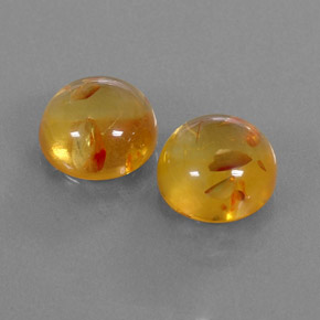 3.44 ct Orange Amber Stone, Natural Amber in Round Cabochon Shape for Sale